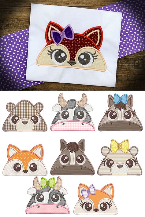 Peeker Animals 3 Machine Embroidery Designs Embroidery Design Sets