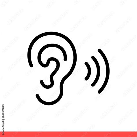 Ear Vector Icon Hearing Symbol Simple Flat Design On White