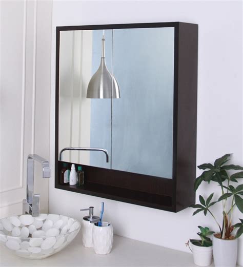 Designed for damp locations, our selection of mirrors offers plenty of options in terms of. Buy Brown Engineered Wood Bathroom Mirror Cabinet by ...