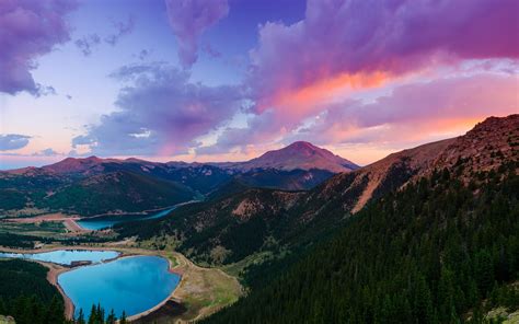 Colorado Usa Mountain Pikes Peak Lake Forest Sunset Wallpaper
