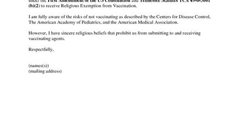Medical, religious, and philosophical exemptions. vaccination exemption letter sample | Immunization ...