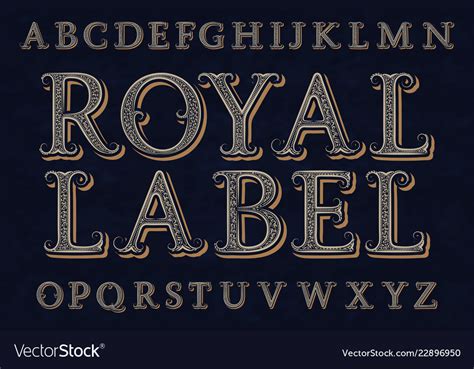 Royal Label Font Isolated English Alphabet Vector Image