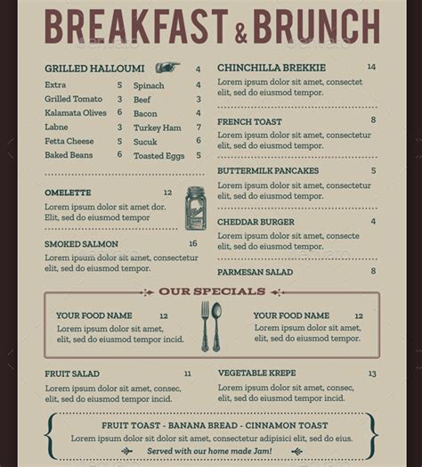 Brunch Menu Template Free Printable Word Searches