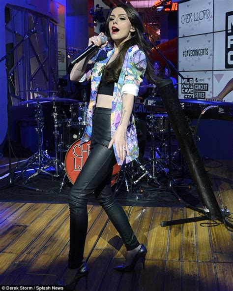 Cher Lloyd Flashes Toned Midriff In Tight Leather Skinnies And