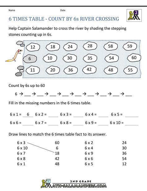 Six Times Tables Worksheet