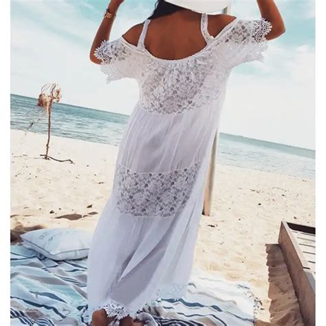 2020 Maxi Bohemian Dress Lace Cotton Patchwork Long Plus Size White