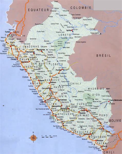 Road Map Of Peru With Cities Peru South America Mapsland Maps