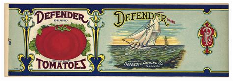 Defender Brand Vintage Maryland Tomato Can Label Blue Large Thelabelman