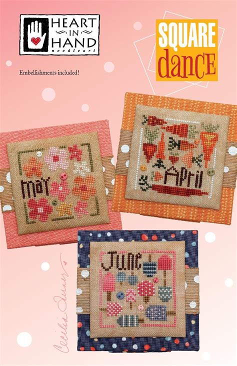 Model stitched on 32 ct. In Stock **** HEART IN HAND "Square Dance - April, May ...