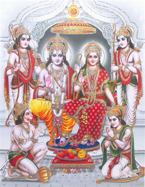 Shri Rama Sita With Hanuman Bharat Shatrughna And Lakshmana Lord