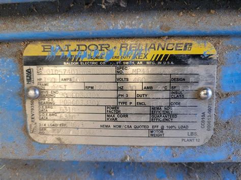 Baldor Reliance 150 Hp Electric Motor Online Government Auctions Of