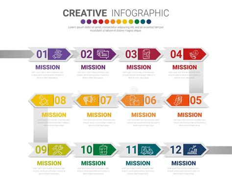Timeline For 1 Year 12 Months Infographics All Month Planner Design