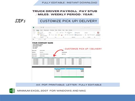 Truck Driver Pay Roll Earning Statement Template Pay Slip Creator for