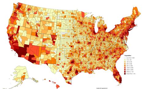 Usa Population Map By Counties Etsy