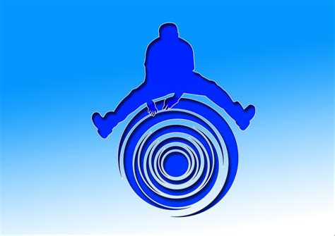 Man jumps over obstacle, blue silhouette free image download