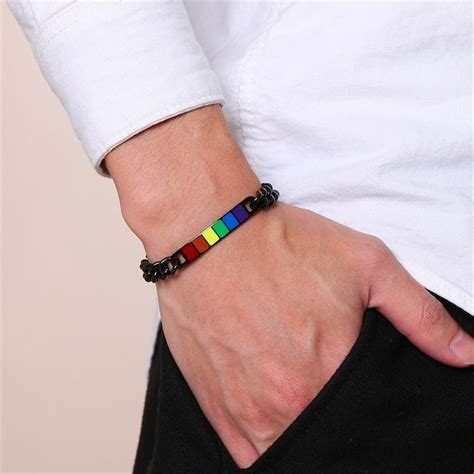 lgbt gay pride bracelet rainbow bracelet [black] jewelrify