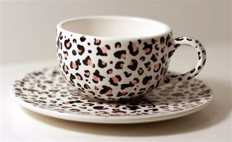 Hand Painted Leopard Print Teacup And Saucer Price Down