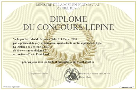 Diplome Du Concours Lepine