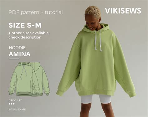 amina oversized hoodie sewing pattern with tutorial size s m etsy canada