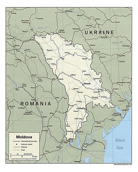 Detailed Political Map Of Moldova With Roads Railroads And Major
