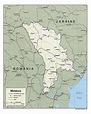 Detailed political map of Moldova with roads, railroads and major ...