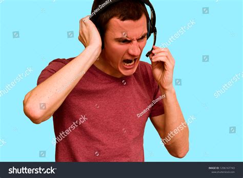 Angry Guy Screaming Into Microphone His 스톡 사진 1296167743 Shutterstock