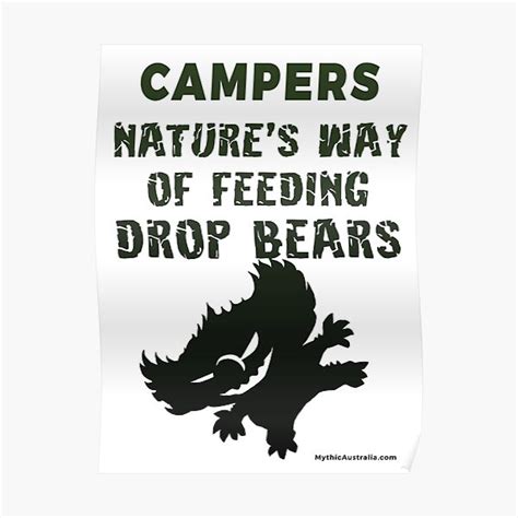 Drop Bears Campers Beware Poster For Sale By Mythicaustralia Redbubble