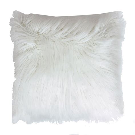 Keller Faux Mongolian White Indoor Decorative Pillow In The Throw