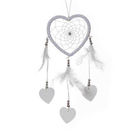 Pure White Heart Shaped Dream Catcher Feather Wall Hanging Etsy