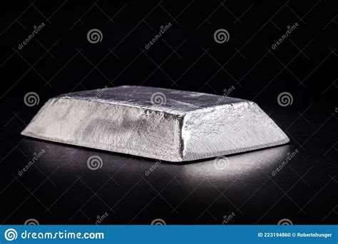 Ingot Or Zinc Bar Isolated On Insulated Black Background Metal Used In