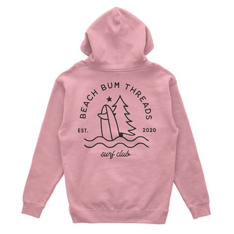 hammered hoodie ~ light pink beach bum threads surf club