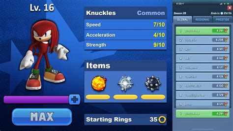 Sonic Forces Speed Battle Knuckles Gameplay Max Level Youtube