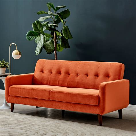 Clarence Sofa In Burnt Orange Velvet 2 Seater Buy Designer Home
