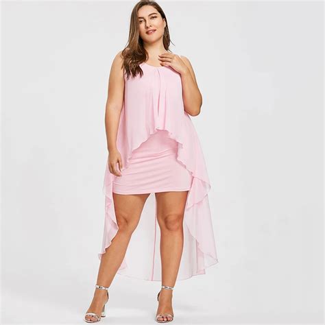 Plus Size Sleeveless High Low Hem Flyaway Dress In Dresses From Womens Clothing On Aliexpress