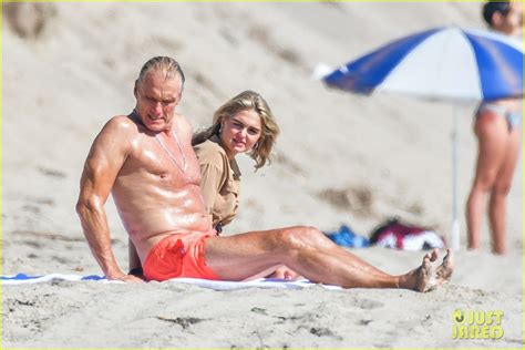 Dolph Lundgren Hits The Beach With His Fiancee Emma Krokdal