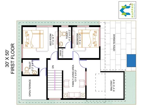 Floor Plan For 30 X 50 Plot 4 Bhk1500 Square Feet166 Square Yards