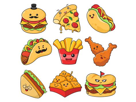 Free Cute Cartoon Fast Food Characters Isolated By Ducka House On
