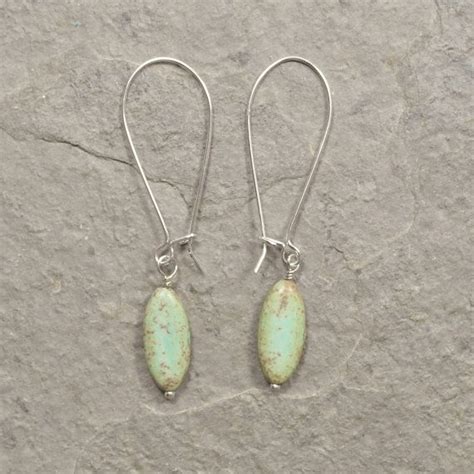 Silver Turquoise Magnesite Extra Long Drop Earrings In Light Blue