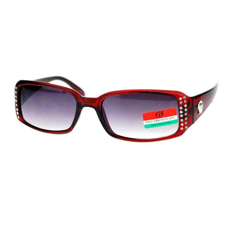 Sa106 Womens Narrow Rectangular Rhinestone Bling Plastic Sunglasses Ebay