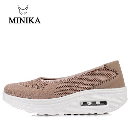 Minika 2019 Spring Women Flat Platform Lazy Shoes Woman Breathable Fly