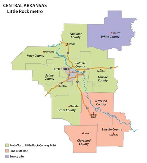 Administrative Map Of Central Arkansas Little Rock Metro Arkansas