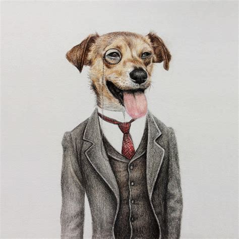Dog Gentleman Drawing By Wind Zao