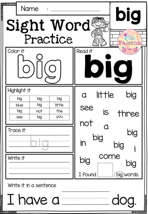 Kindergarten Sight Words As To Big Worksheets 99worksheets