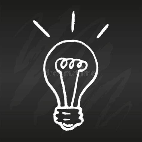 Light Bulb Line Icon Vector On Black Chalkboard Idea Sign Solution
