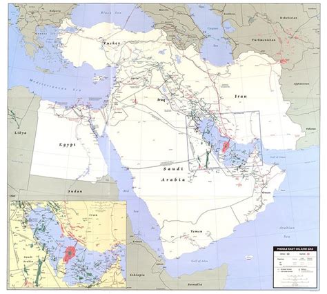 2007 Map Of Middle East Oil And Gas Fields Etsy Oil And Gas