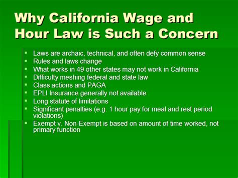 Department of labor wage and hour division* report for. Meal Breaks and Other Hot Wage & Hour Issues in California