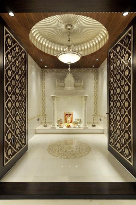 This Pooja Room Is The Epitome Of Luxury The White Marble Tiles The