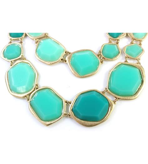 Seafoam And Turquoise Geo Fragment Double Row Statement Necklace