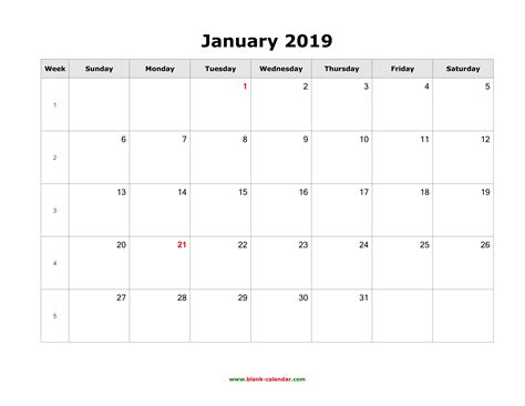 January 2019 Blank Calendar Qualads