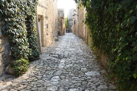 Street Of Medieval Village Of Peratallada Girona Province Cataloni